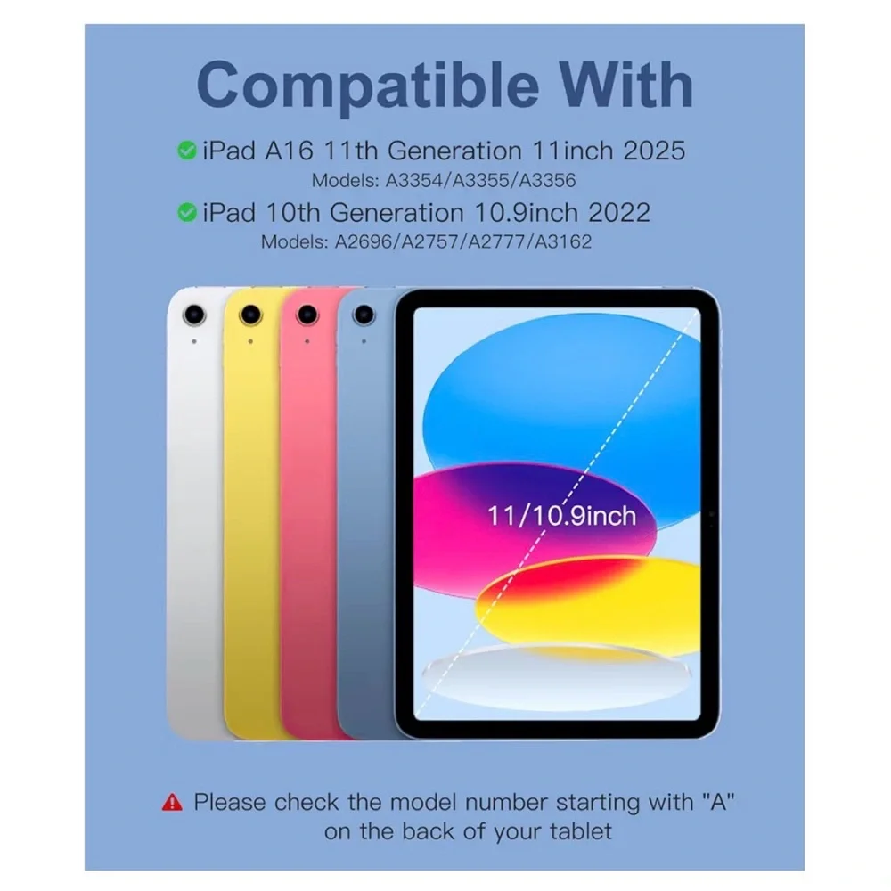 Hamile for iPad 11th 10th Generation Case with Keyboard - 7 Colors Backlit